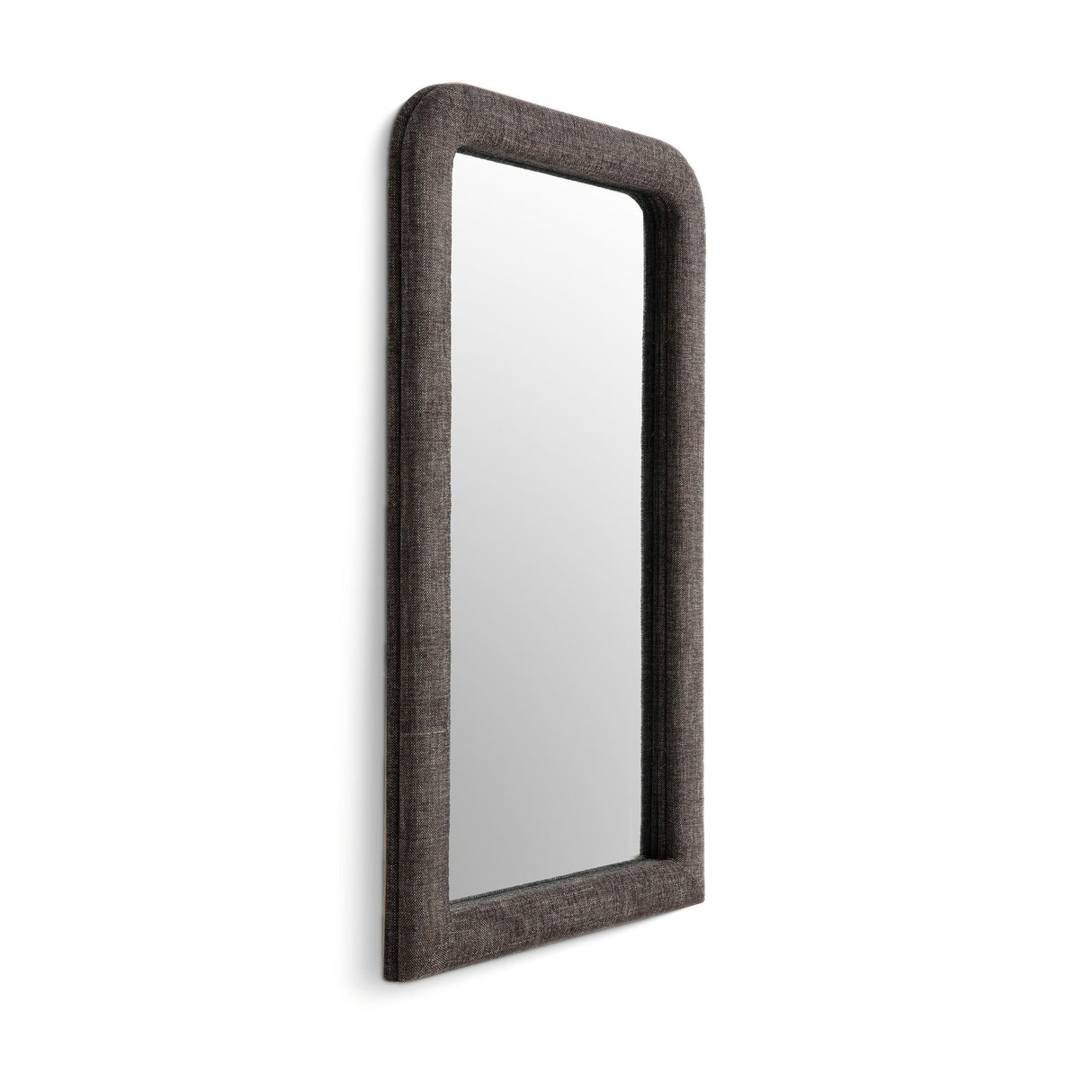 TOV Heidi Oversized Upholstered Floor Mirror in Espresso Textured Fabric