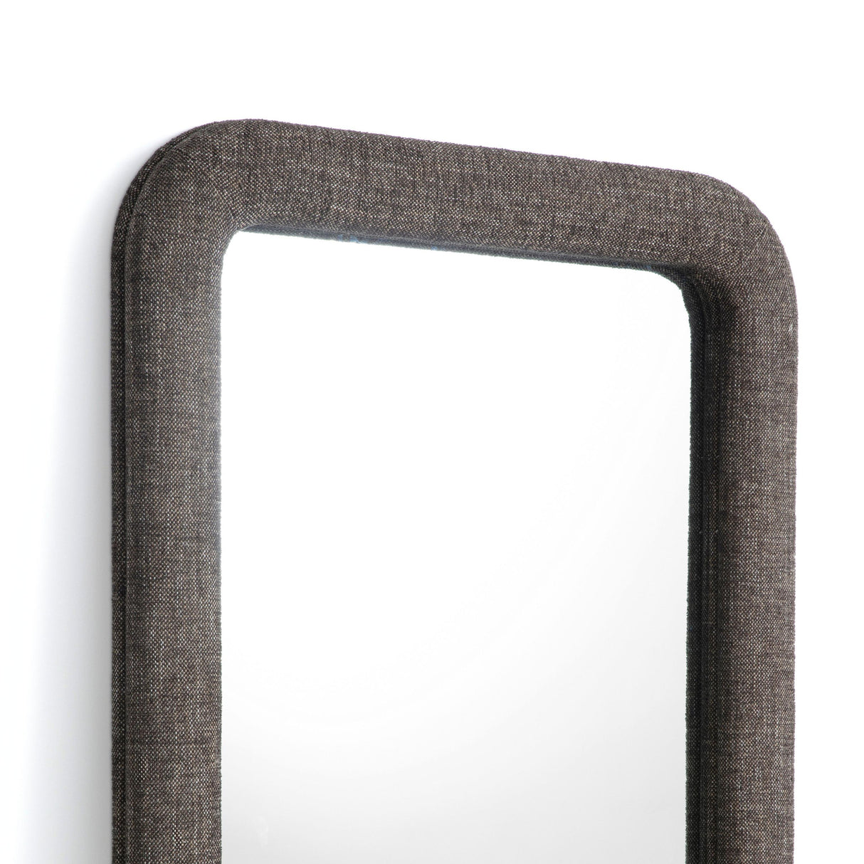 TOV Heidi Oversized Upholstered Floor Mirror in Espresso Textured Fabric