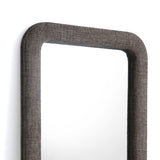 TOV Heidi Oversized Upholstered Floor Mirror in Espresso Textured Fabric