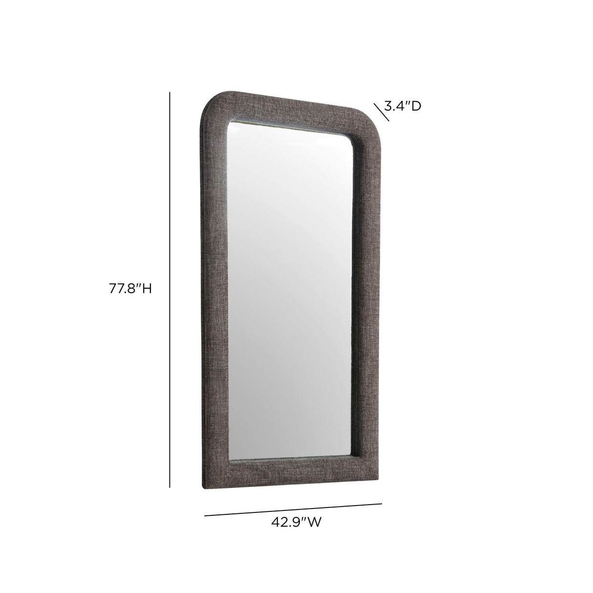 TOV Heidi Oversized Upholstered Floor Mirror in Espresso Textured Fabric