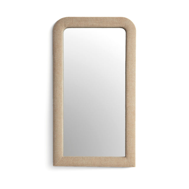 TOV Heidi Oversized Upholstered Floor Mirror in Honey Textured Fabric