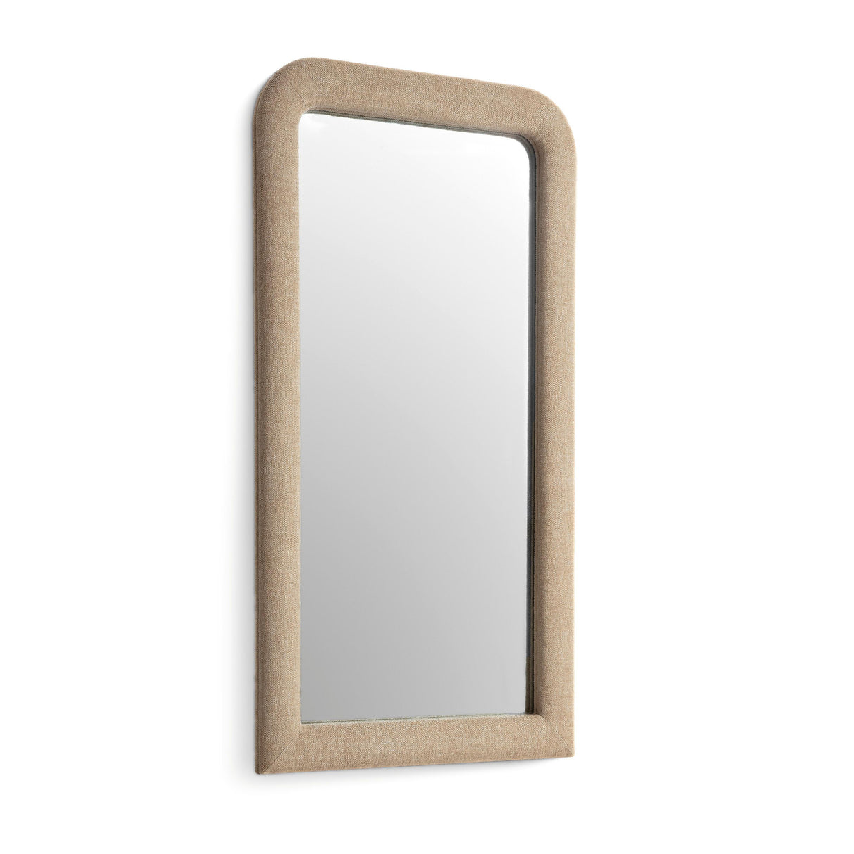 TOV Heidi Oversized Upholstered Floor Mirror in Honey Textured Fabric