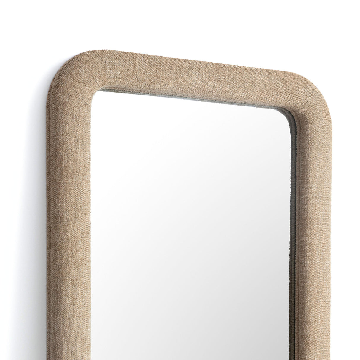TOV Heidi Oversized Upholstered Floor Mirror in Honey Textured Fabric