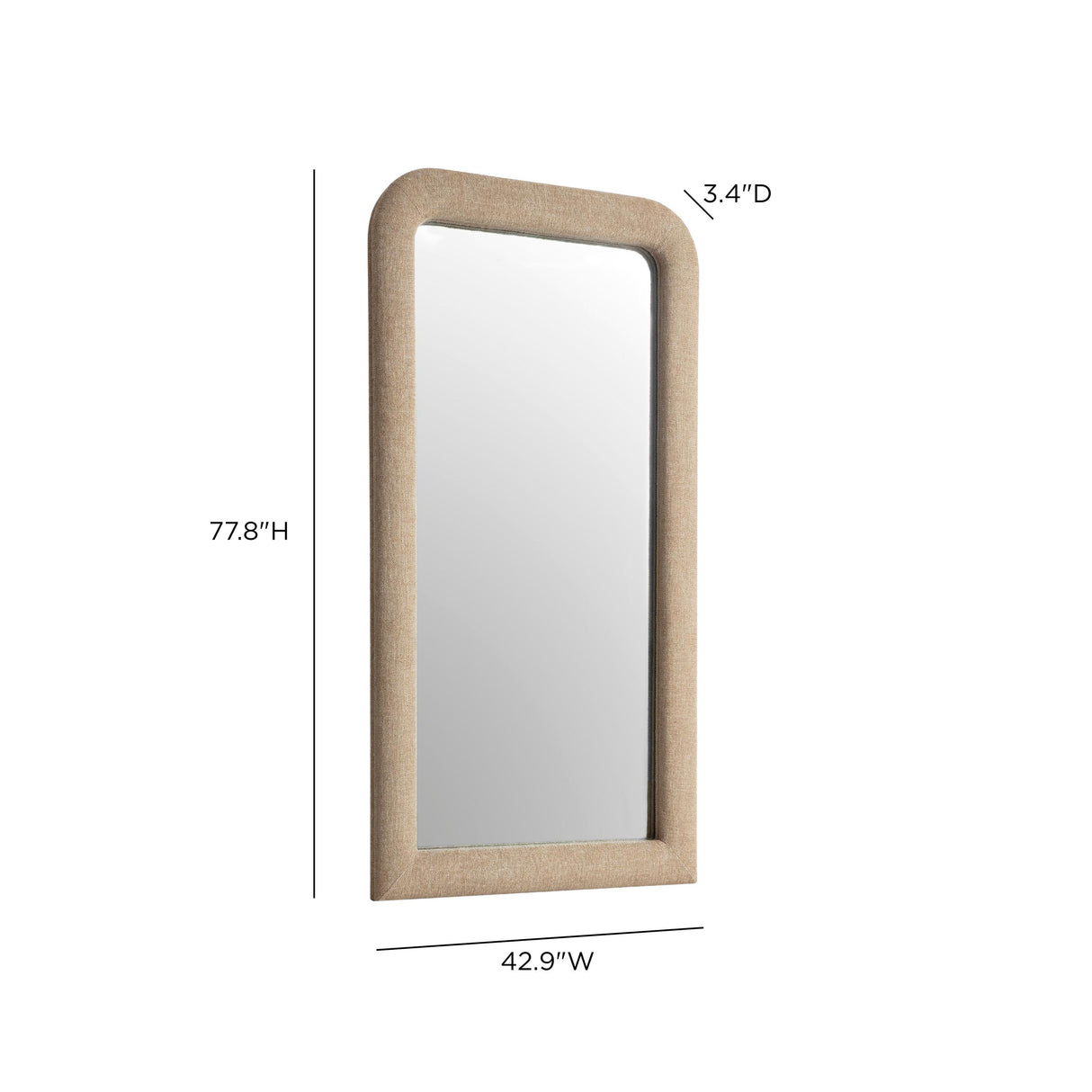 TOV Heidi Oversized Upholstered Floor Mirror in Honey Textured Fabric