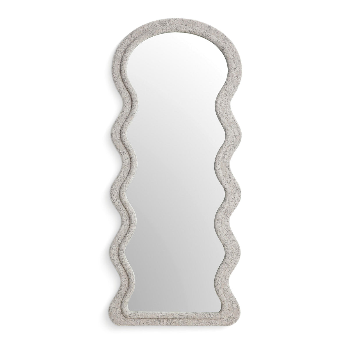 TOV Rhodes 70" Neutral Floral Jacquard Floor Mirror