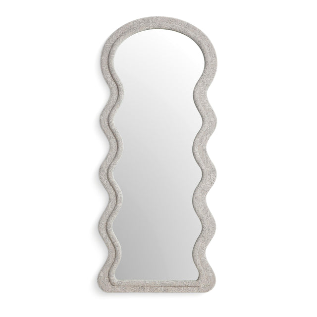TOV Rhodes 70" Neutral Floral Jacquard Floor Mirror
