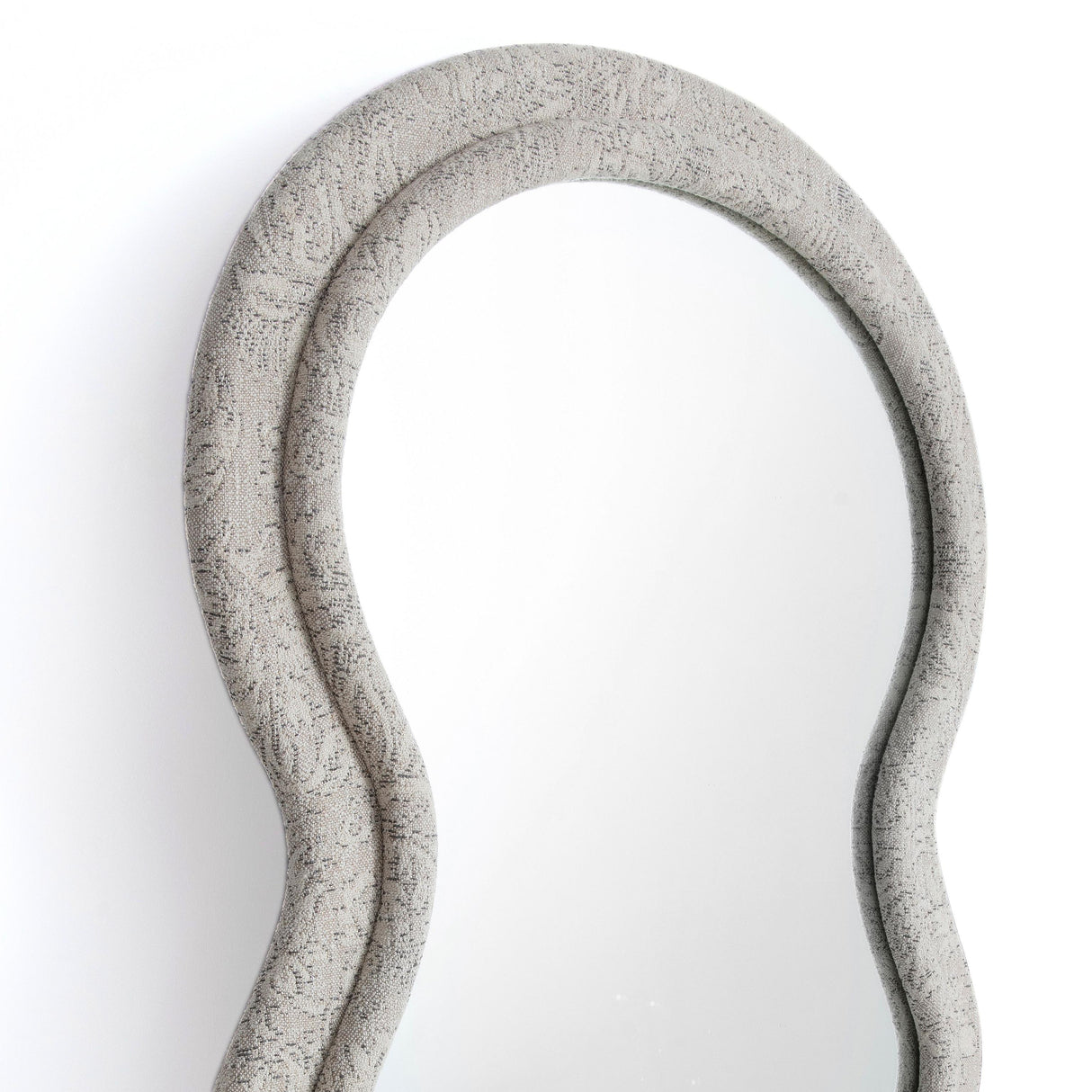 TOV Rhodes 70" Neutral Floral Jacquard Floor Mirror