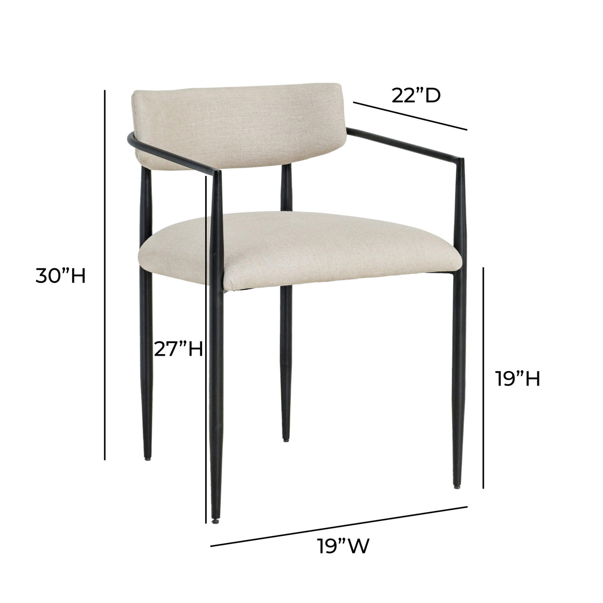 TOV Forte Forged Iron Upholstered Dining Chair