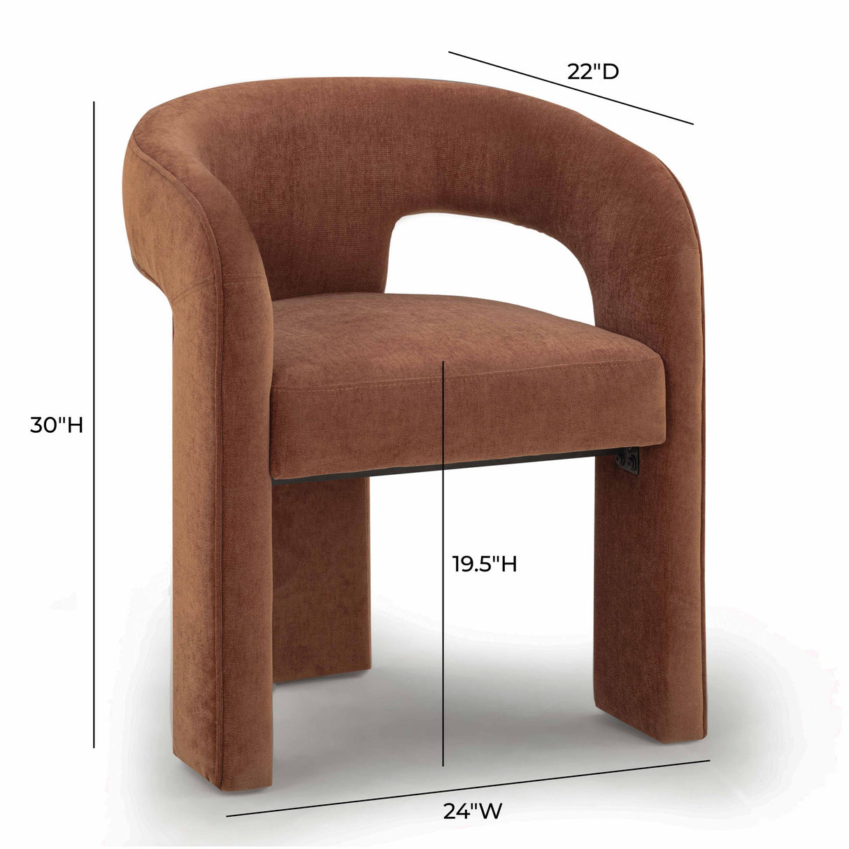 TOV Malone Rust Red Performance Chenille Dining Chair