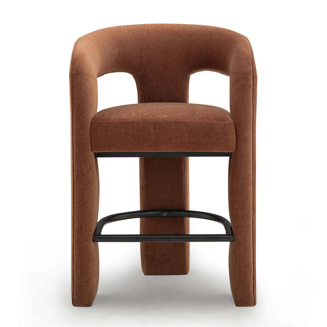TOV Malone Rust Red Performance Chenille Counter Stool
