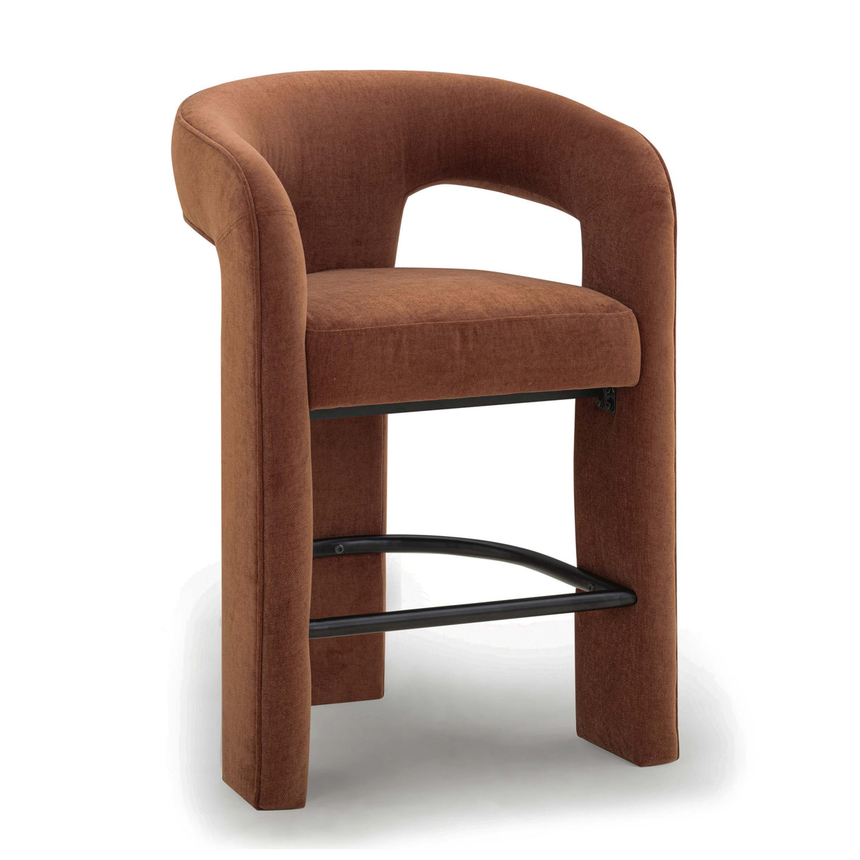 TOV Malone Rust Red Performance Chenille Counter Stool