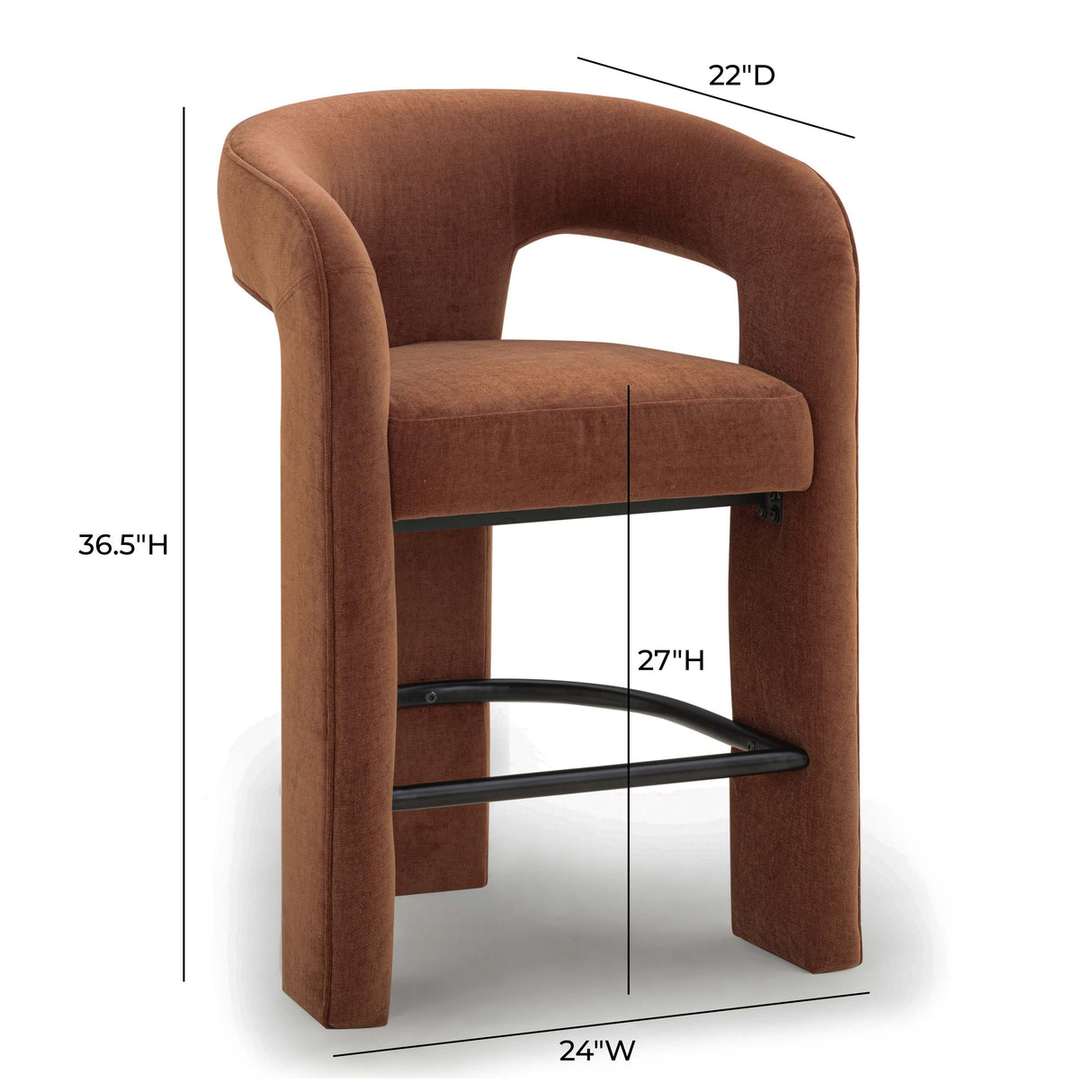 TOV Malone Rust Red Performance Chenille Counter Stool