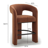 TOV Malone Rust Red Performance Chenille Counter Stool