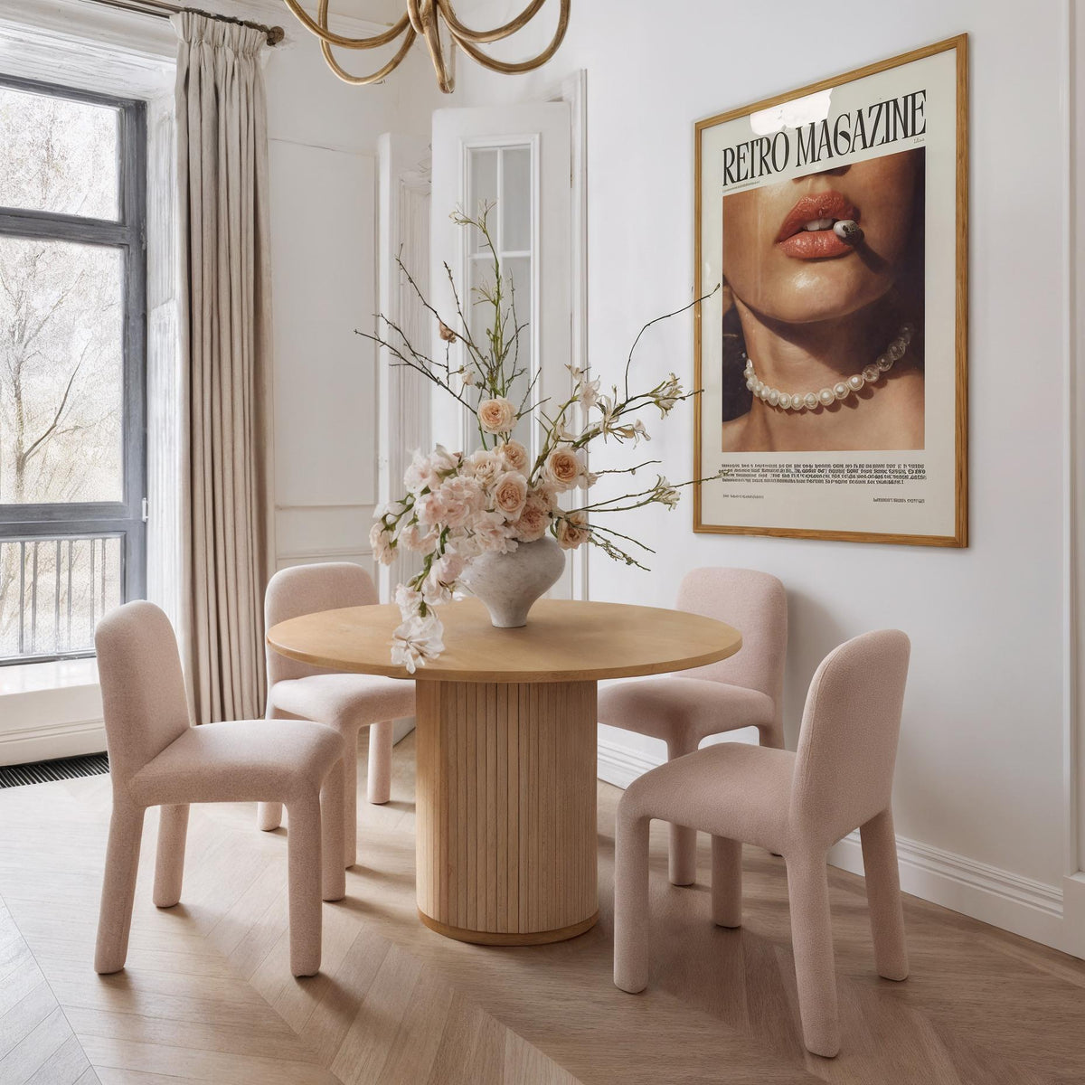 TOV Georgia Light Pink Performance Chenille Dining Chair