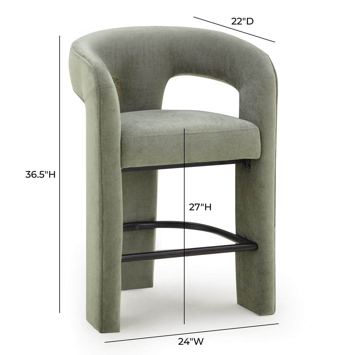 TOV Malone Green Performance Fabric Counter Stool