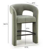 TOV Malone Green Performance Fabric Counter Stool