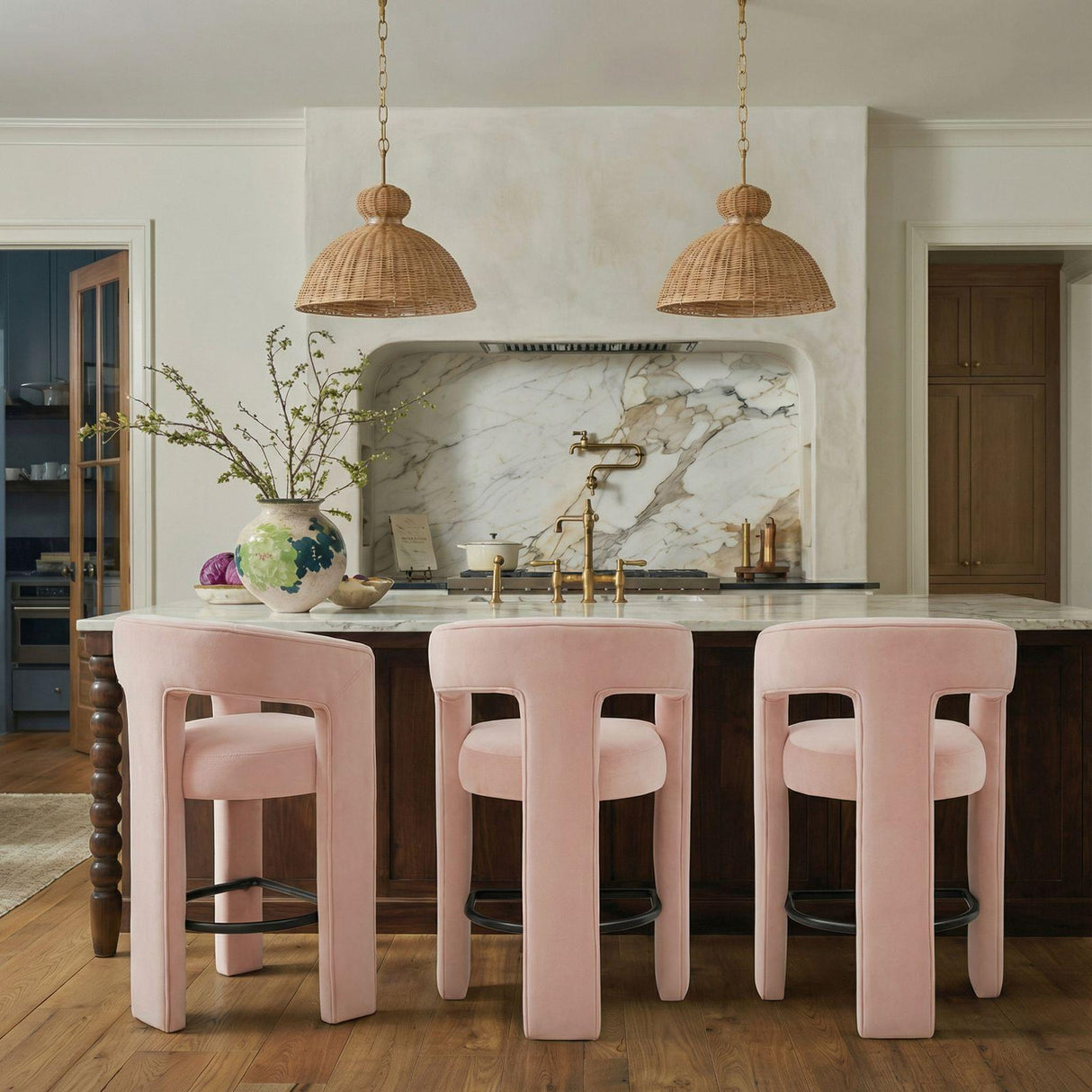 TOV Malone Blush Performance Fabric Bar Stool