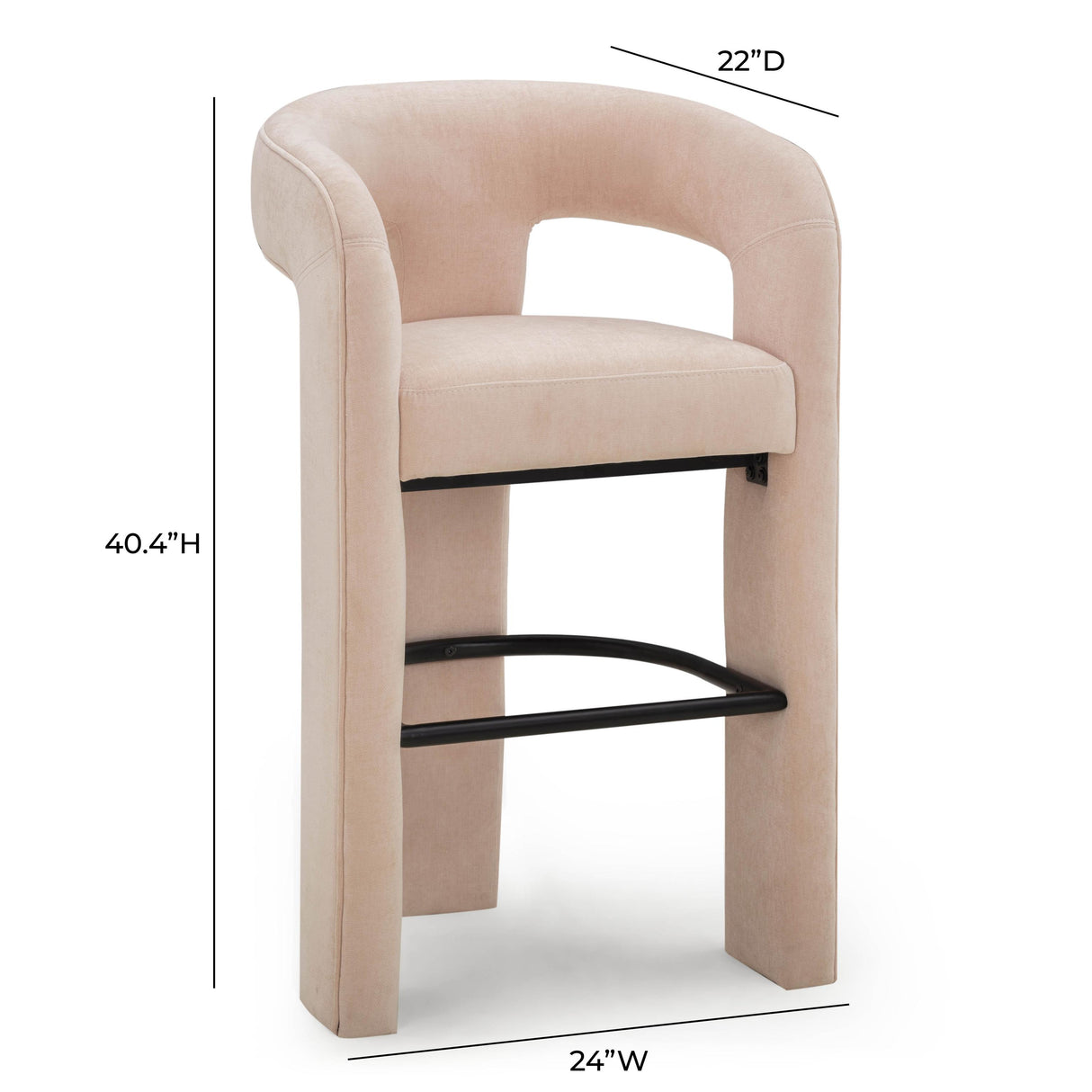 TOV Malone Blush Performance Fabric Bar Stool
