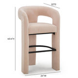 TOV Malone Blush Performance Fabric Bar Stool