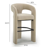 TOV Malone Taupe Performance Fabric Bar Stool