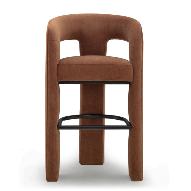 TOV Malone Rust Red Performance Fabric Bar Stool