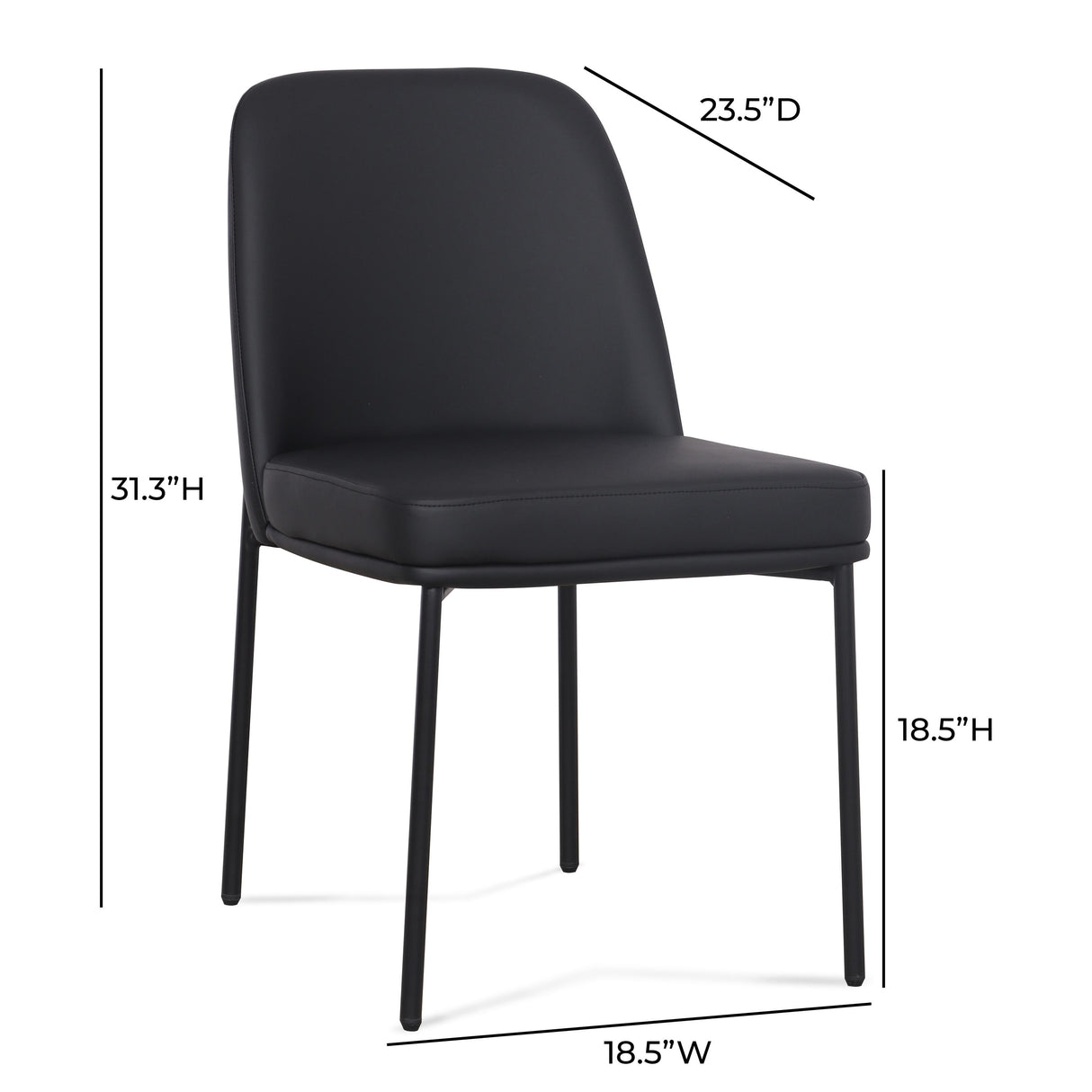 TOV Sydney Black Performance Vegan Leather Dining Chair Set of 2