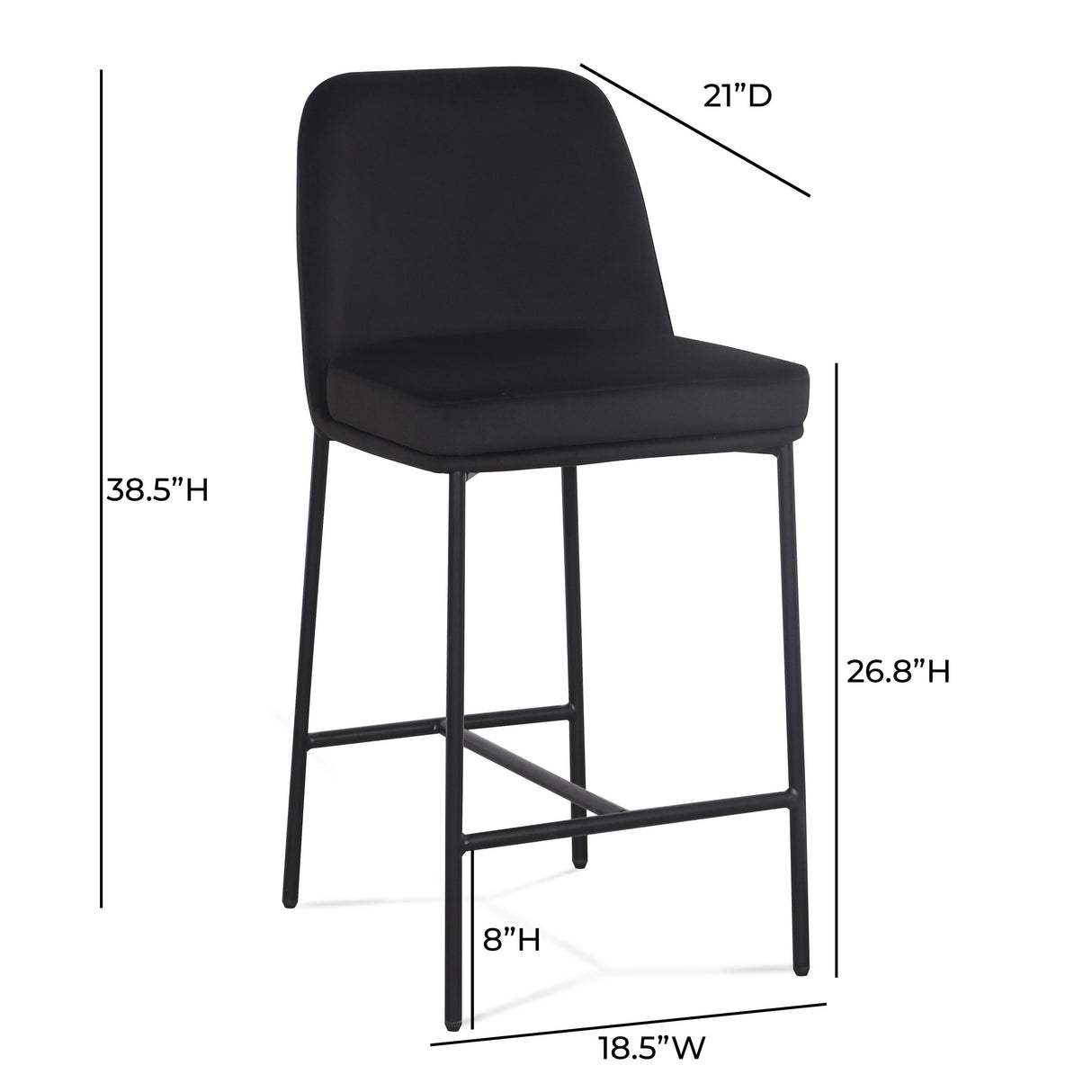 TOV Sydney Black Performance Velvet Counter Stool Set of 2