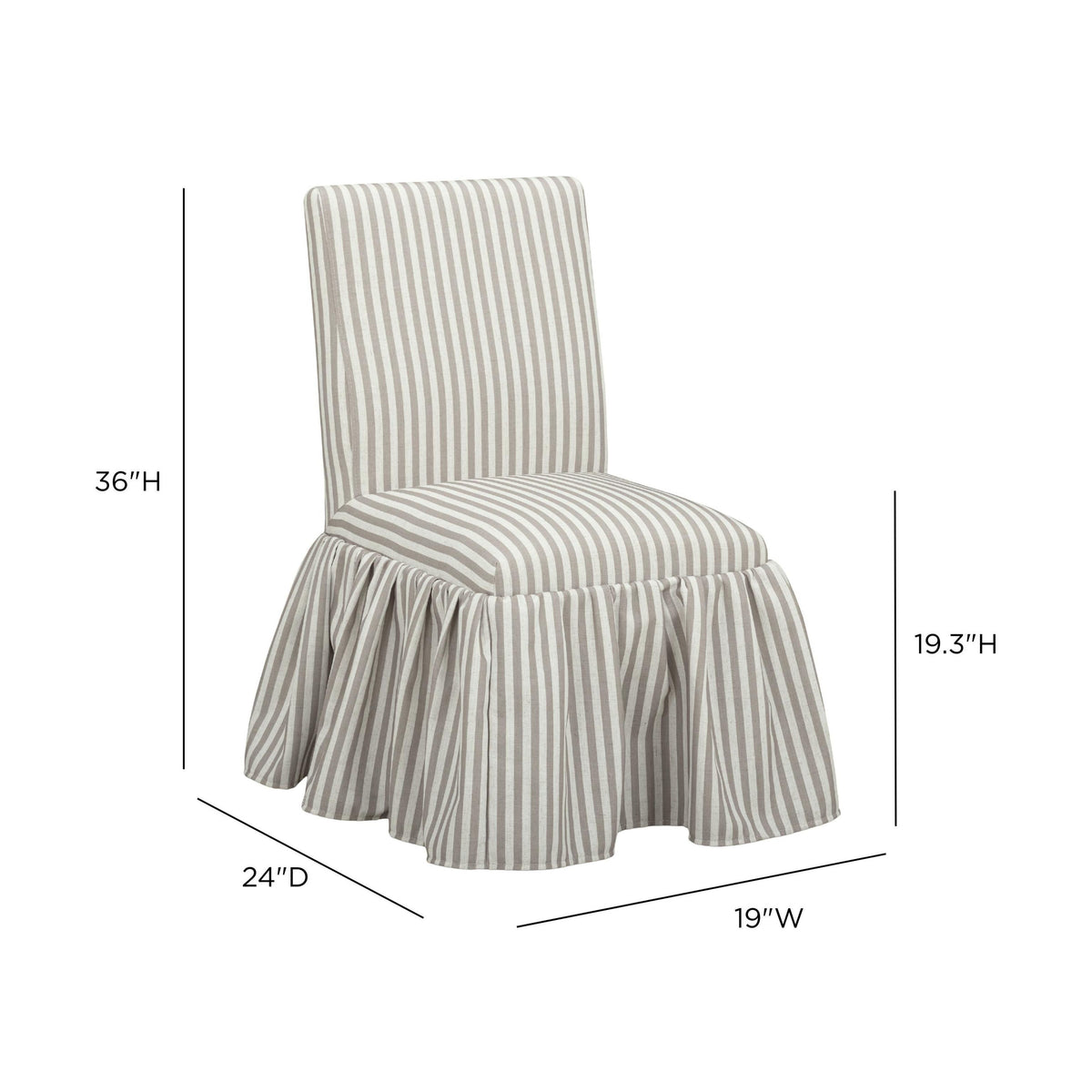 TOV Gertrude Khaki Striped Linen Dining Chair