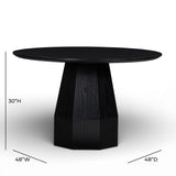 TOV Brocha Black 48" Round Ash Dining Table