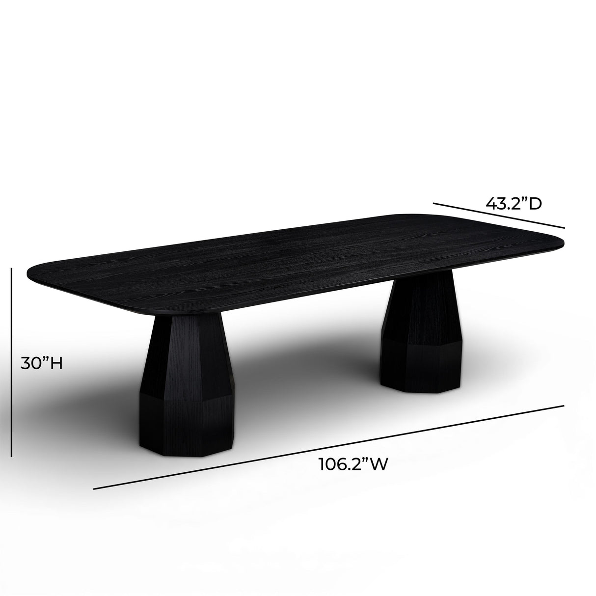 TOV Brocha Black 106" Long Ash Dining Table