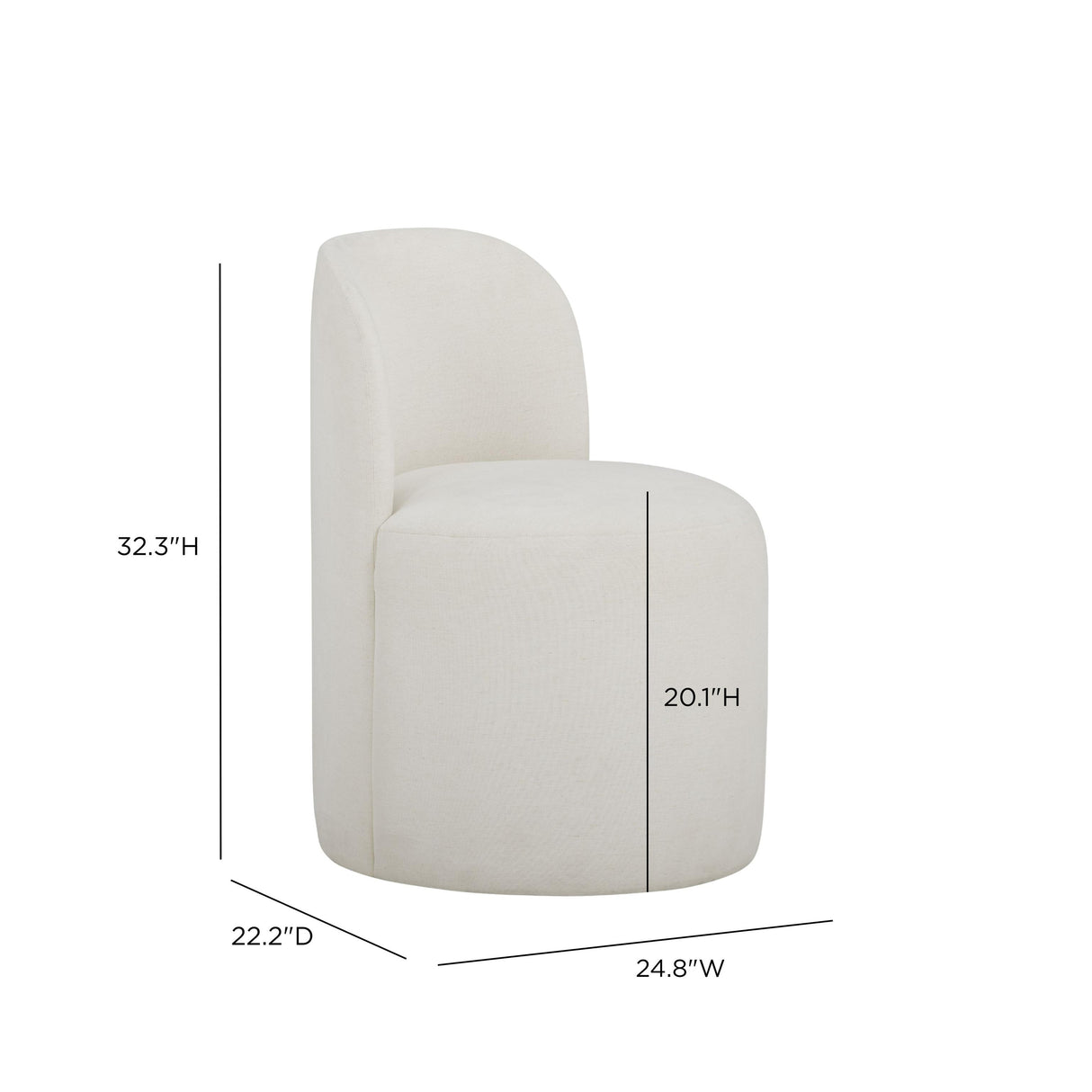 TOV Persa Round Back Cream Performance Chenille Dining Chair