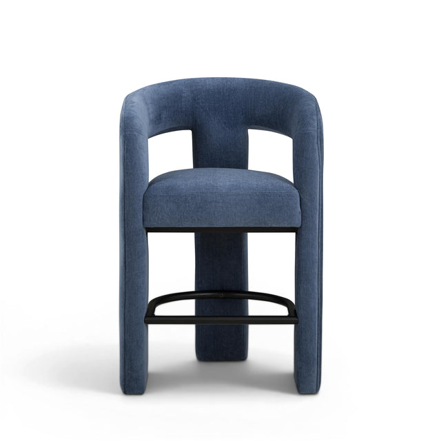 TOV Malone Denim Blue Performance Fabric Counter Stool