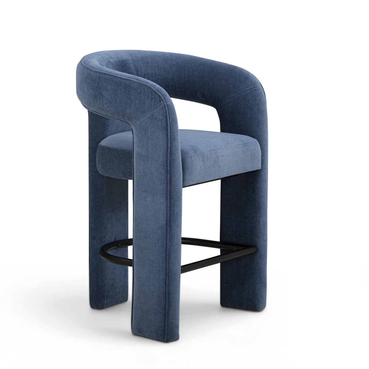 TOV Malone Denim Blue Performance Fabric Counter Stool