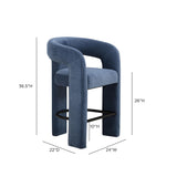 TOV Malone Denim Blue Performance Fabric Counter Stool
