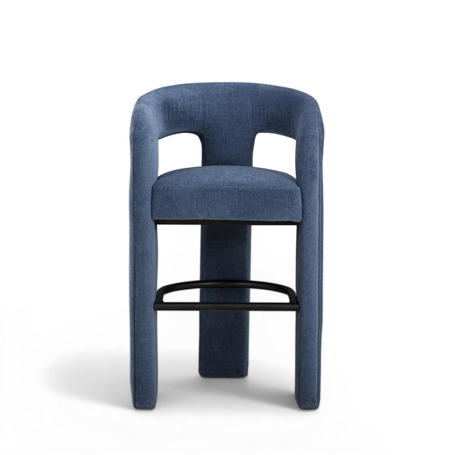 TOV Malone Denim Blue Performance Fabric Bar Stool