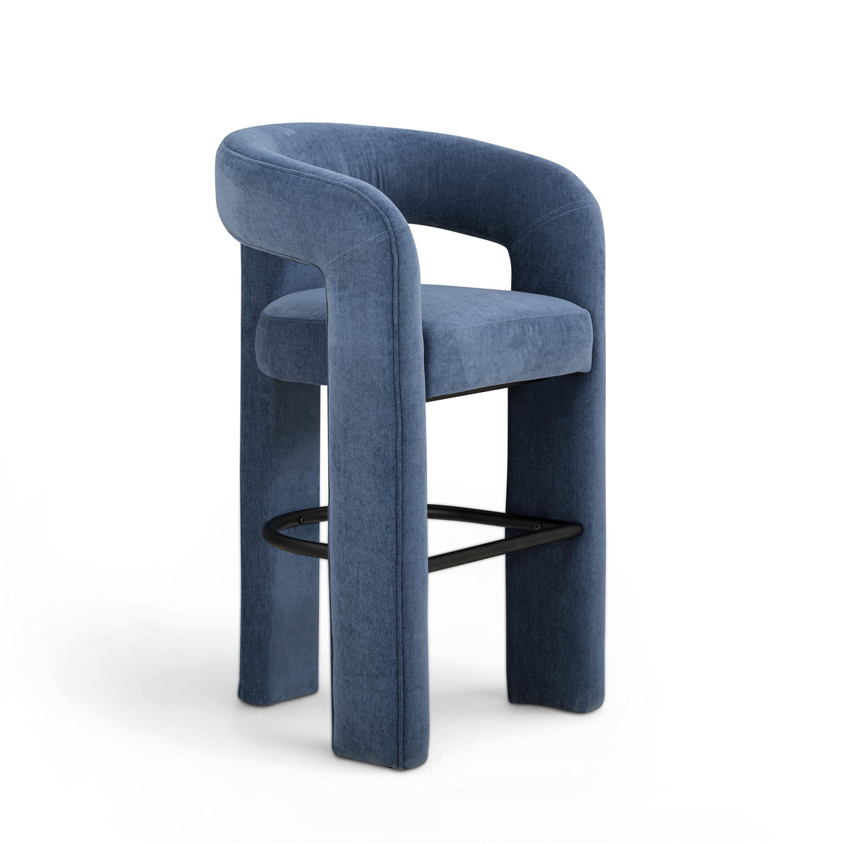 TOV Malone Denim Blue Performance Fabric Bar Stool