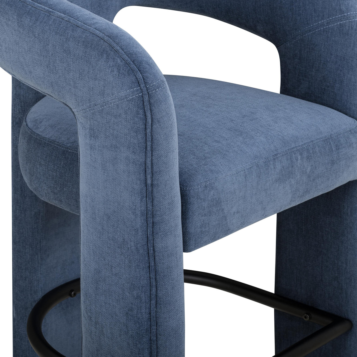 TOV Malone Denim Blue Performance Fabric Bar Stool