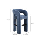 TOV Malone Denim Blue Performance Fabric Bar Stool