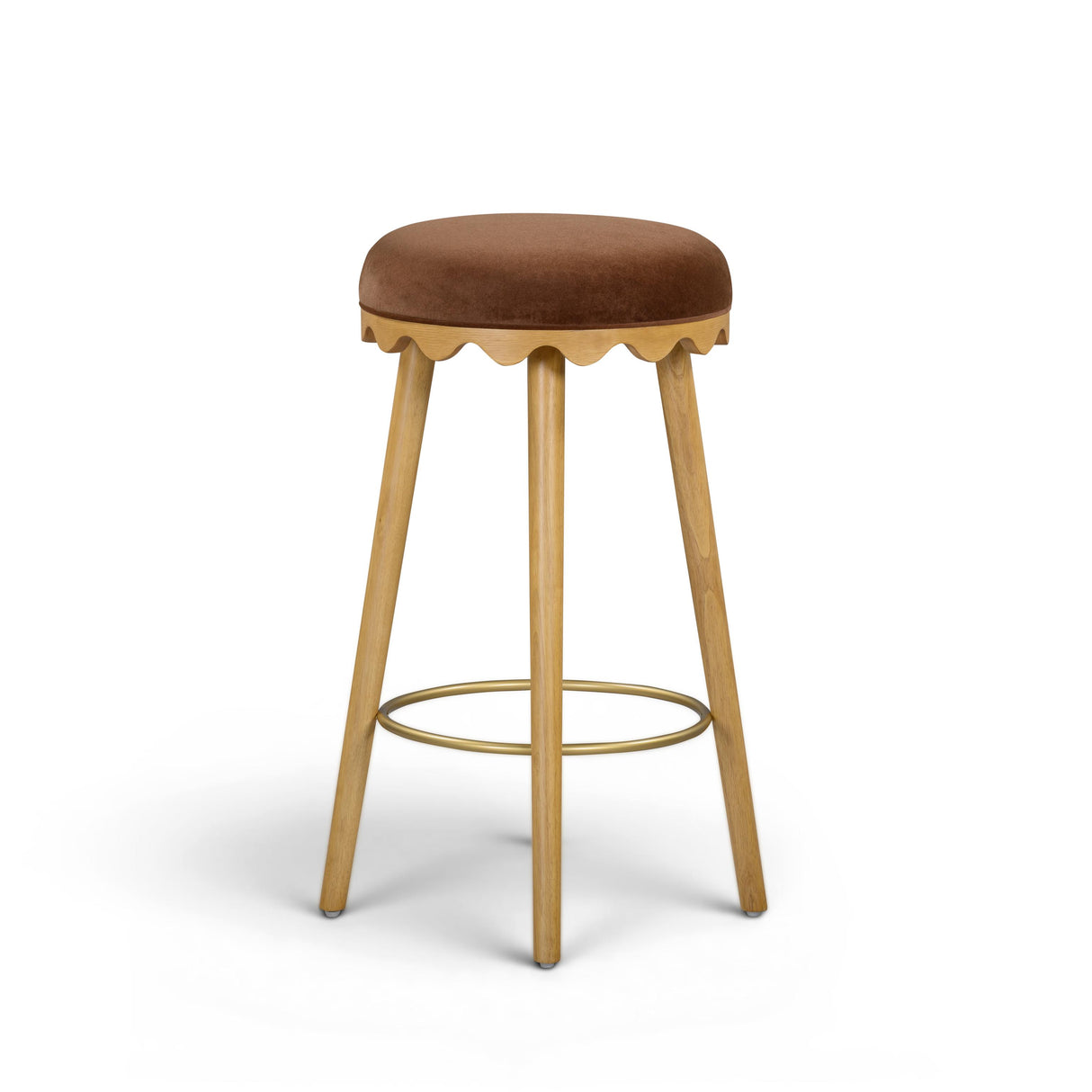 TOV Oodle Bronze Performance Vegan Mohair Natural Bar Stool