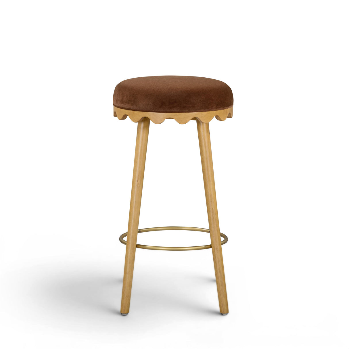 TOV Oodle Bronze Performance Vegan Mohair Natural Bar Stool