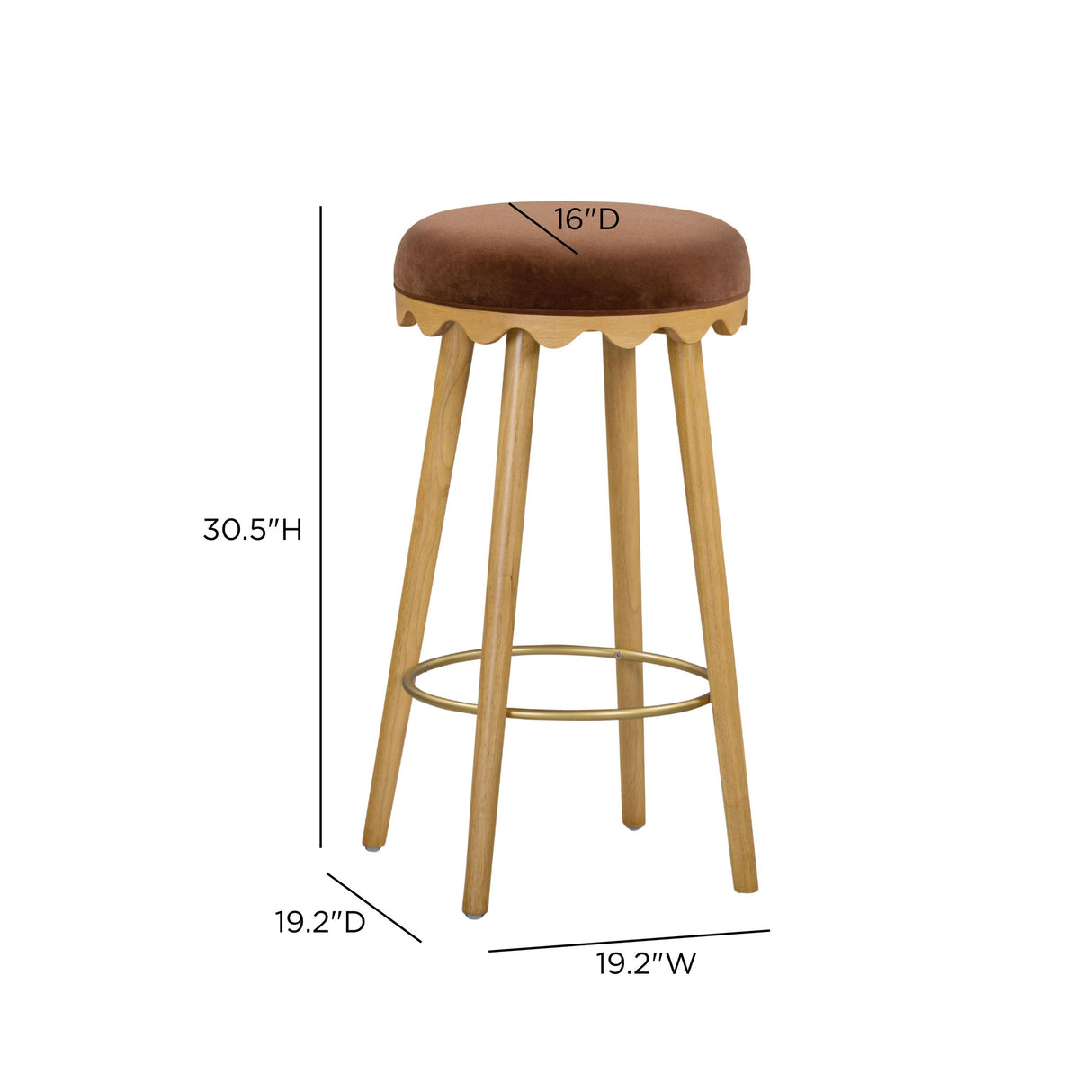TOV Oodle Bronze Performance Vegan Mohair Natural Bar Stool