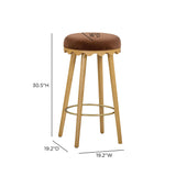 TOV Oodle Bronze Performance Vegan Mohair Natural Bar Stool