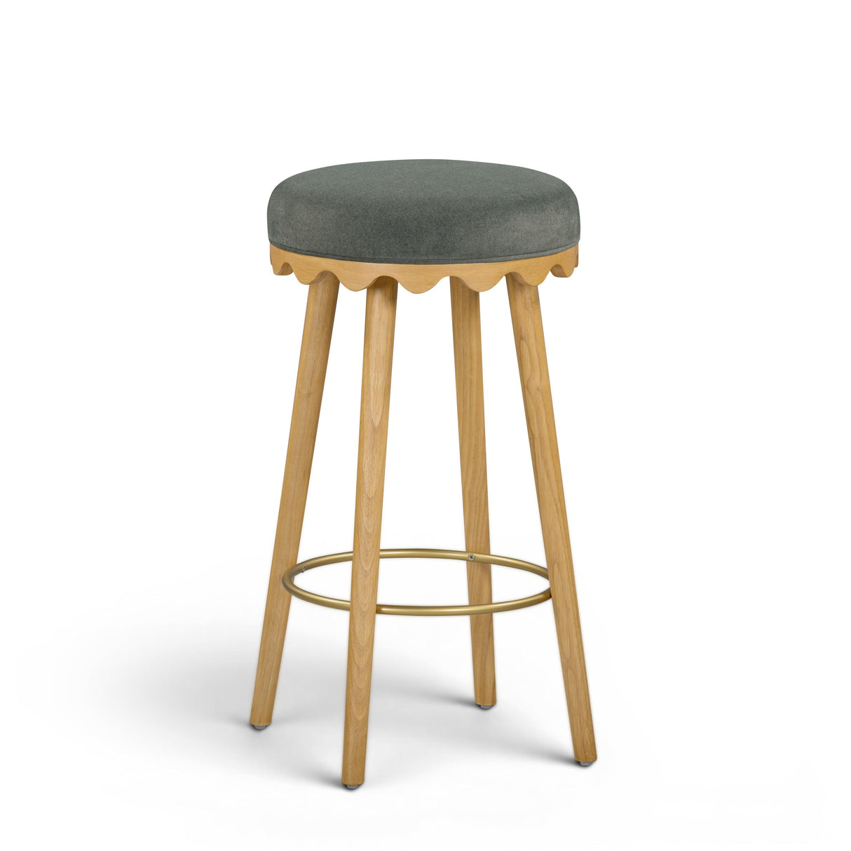 TOV Oodle Green Performance Vegan Mohair Natural Bar Stool