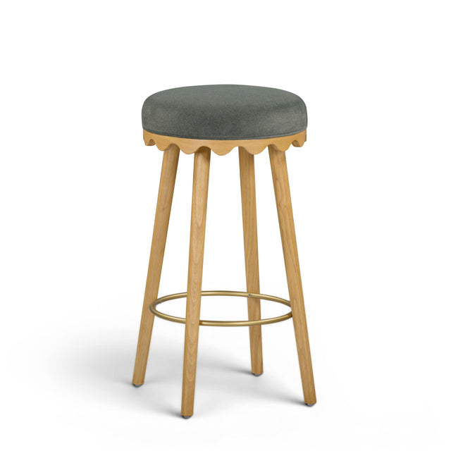 TOV Oodle Green Performance Vegan Mohair Natural Bar Stool