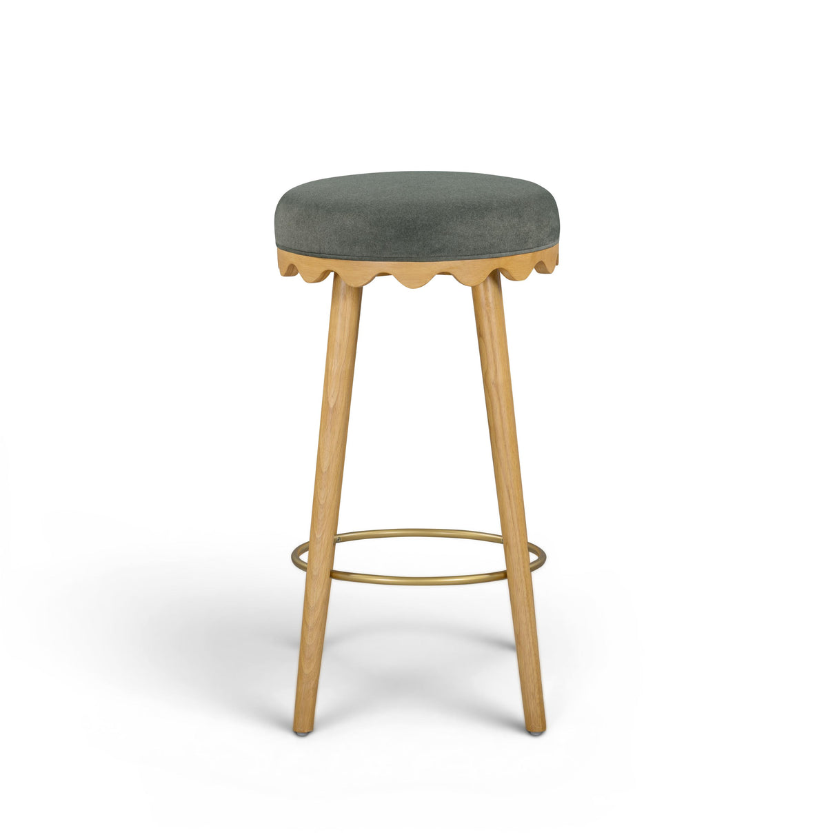 TOV Oodle Green Performance Vegan Mohair Natural Bar Stool