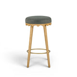 TOV Oodle Green Performance Vegan Mohair Natural Bar Stool