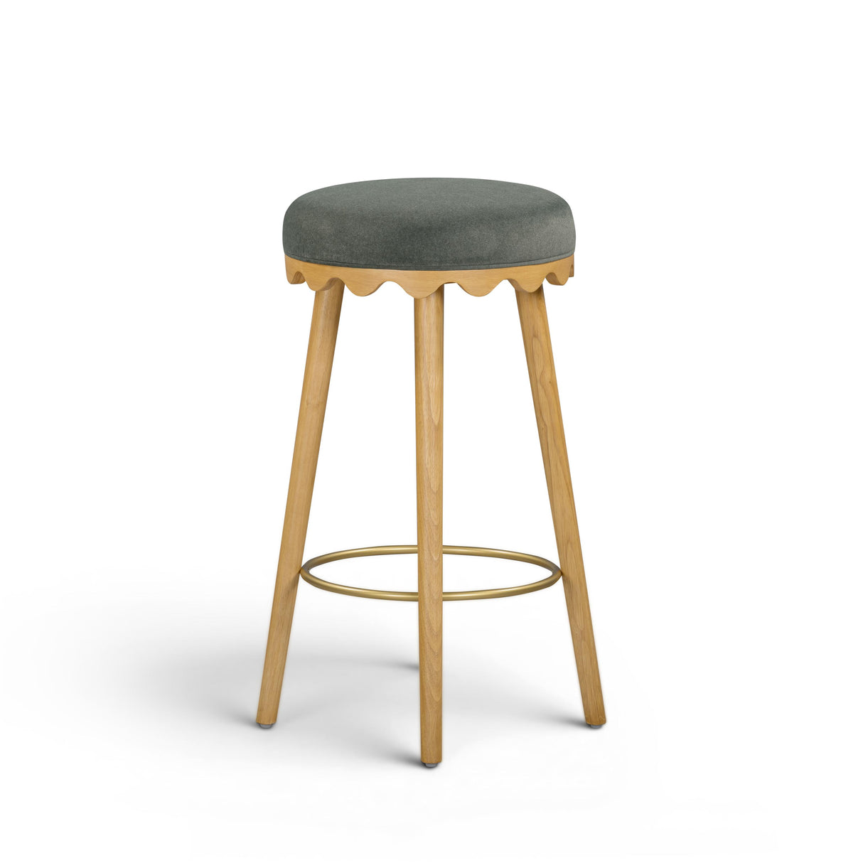 TOV Oodle Green Performance Vegan Mohair Natural Bar Stool