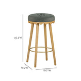 TOV Oodle Green Performance Vegan Mohair Natural Bar Stool