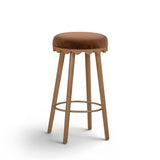 TOV Oodle Bronze Performance Vegan Mohair Light Walnut Bar Stool
