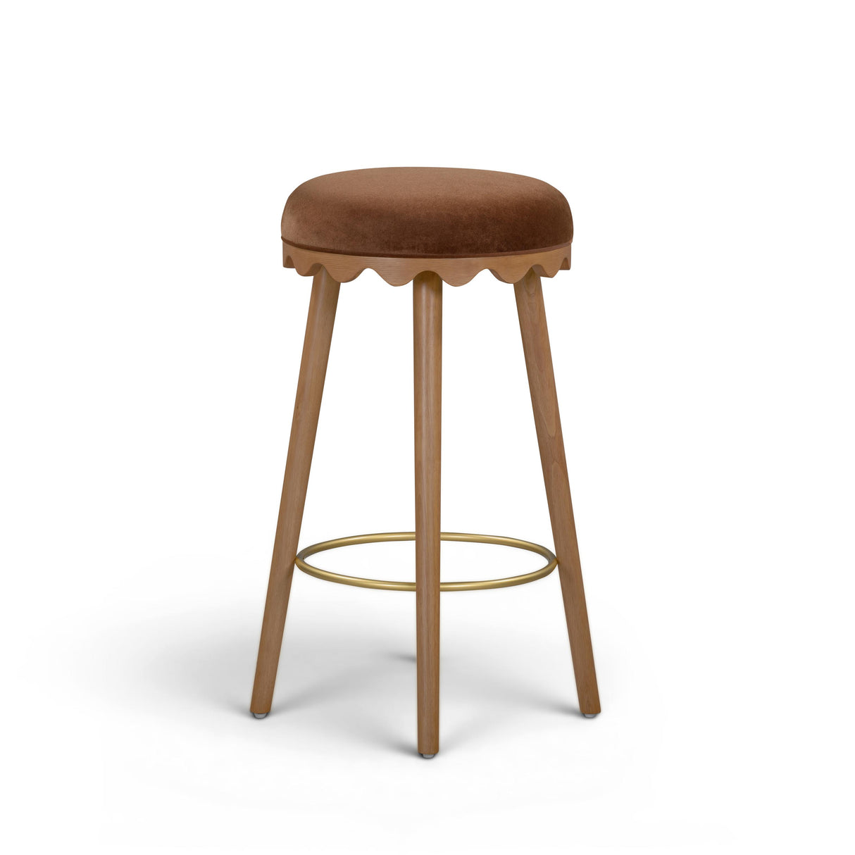TOV Oodle Bronze Performance Vegan Mohair Light Walnut Bar Stool